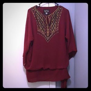 Bob Mackie wearable art collection long tunic-Red